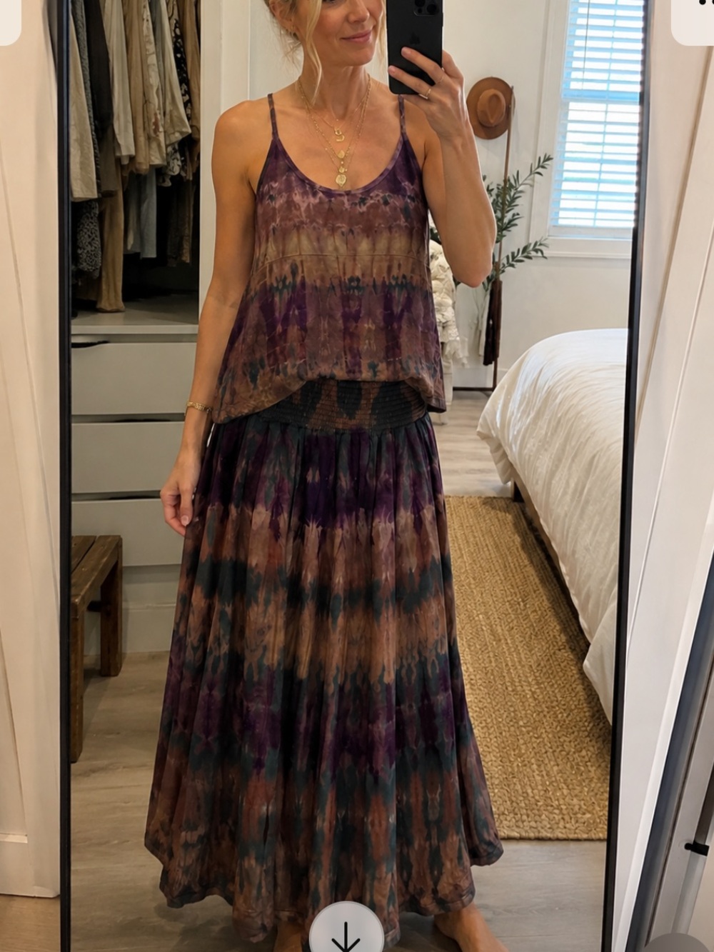 Jaded Gypsy nwt Tie-Dye Maxi Skirt set in Brown & Purple